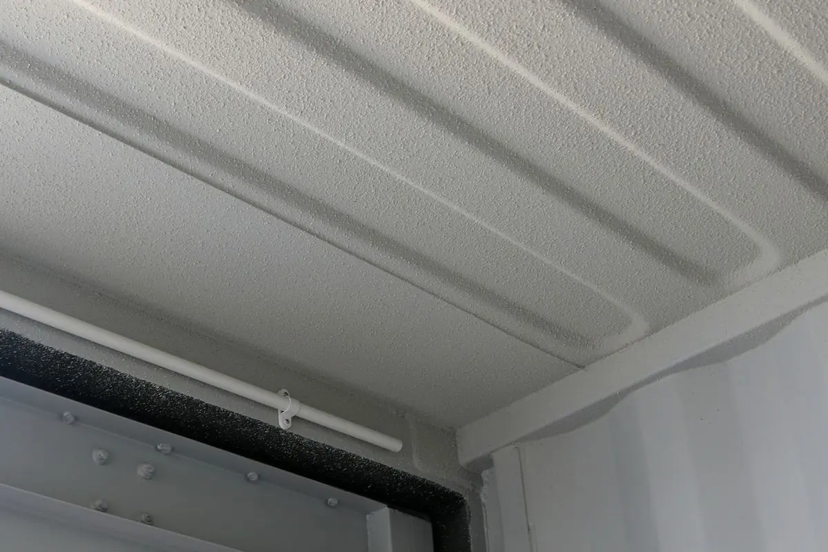 Grafo-therm moisture absorbing ceiling inside a storage container Grafo-therm moisture absorbing ceiling inside a storage container